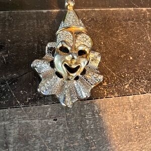 Silver and gold tone Clown brooch
